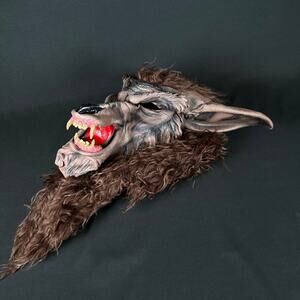 E. U. Halloween Werewolf Mask Adult One Sz Scary Beast Brown Hair Realistic Eyes